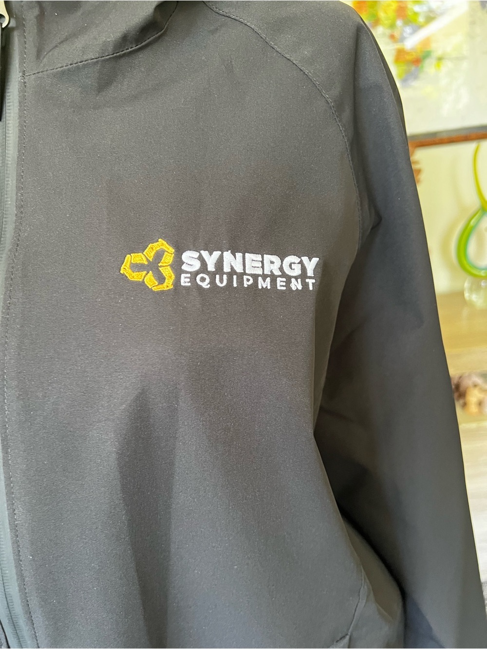 Port Authority Black Hooded Raincoat with Yellow Logo Patch - Picture 3 of 9